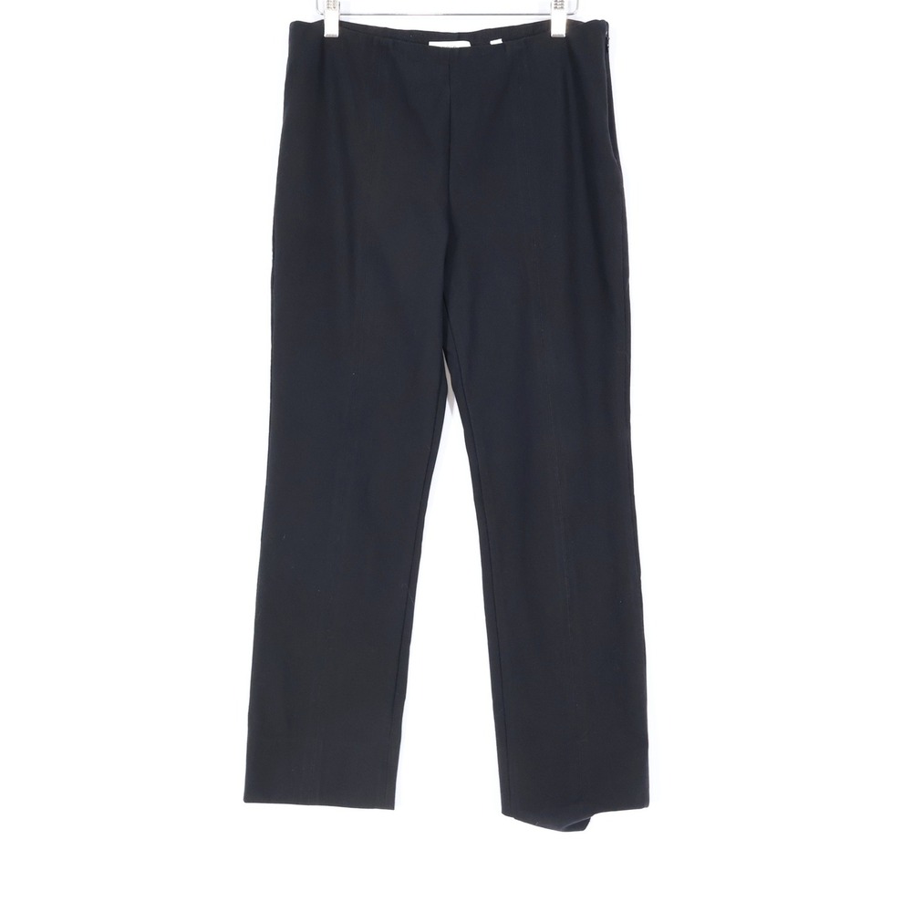 Vince Straight Leg Trousers Women Size L Black Side Zip Seamed Officecore Work
